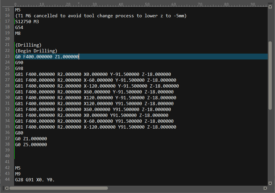 Mach 3 G code for drill process